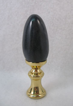 Lamp Finial: Dark Navy Blue Stone  Egg  2 1/2" tall overall