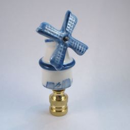 Lamp Finial:  Blue and White Porcelain Windmill