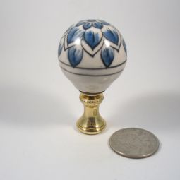 Lamp Finial Blue and Light Gray Ball Leaf Decoration