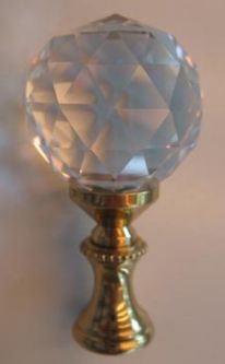 Lamp Finial:  Clear  Crystal Prism Ball, 2 1/2" tall overall