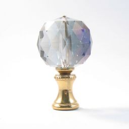 Lamp Finial:  Blue Crystal AB Faceted Ball