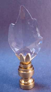 Finial:  Clear Crystal Leaf.  2 1/2" overall
