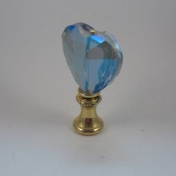 Lamp Finial  Blue Crystal Heart