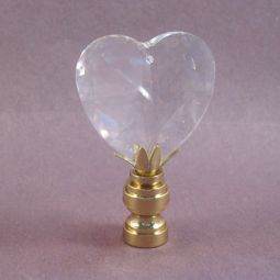 Lamp Finial:  Clear Crystal Heart