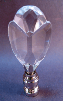 Finial:  Glass Prism Oval. 3" overall