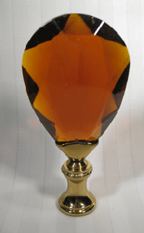 Finial:  Amber Glass Prism Pentalog
