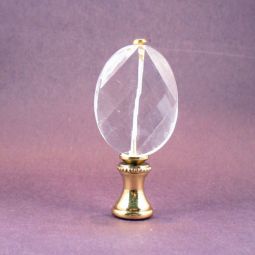 Lamp Finial:  Oval Clear Glass Faceted