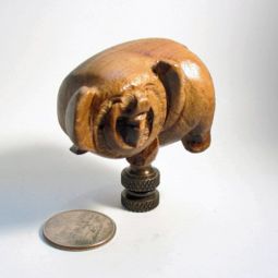 Lamp Finial Wooden Hand Carved Pot Belly Pig