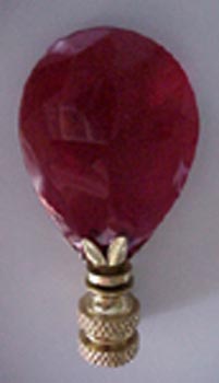 Lamp Finial:  Ruby Red Glass  Prism Pentalog