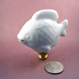 Lamp Finial White Ceramic Salt Shaker Fish