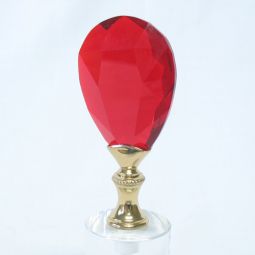 Lamp Finial:  Ruby Red Glass  Prism Pentalog