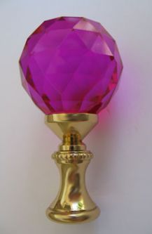 Finial: Lg.  Bright Pink Crystal Ball.  2 7/8" tall overall