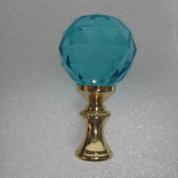Lamp Finial Dark Aqua Blue Crystal Faceted Ball