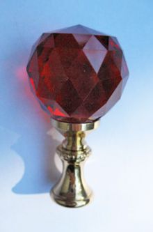 Finial:  Crystal Ball.  Bright Red.  2  1/2" tall overall.