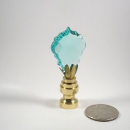 Lamp Finial Aqua Glass Prism Brass Hardware