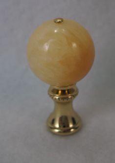 Lamp Finial:   Yellow Jade Stone Ball  2" tall overall