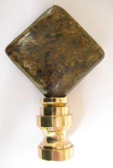 Lamp Finial: Diamond Square Brown Stone. 2 1/2" tall overall.