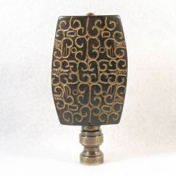 Lamp Finial, Brown Carved Stone