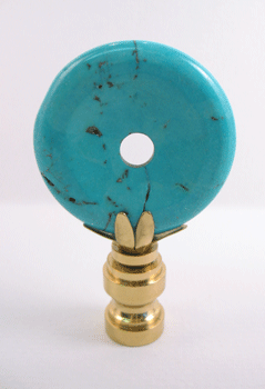 Lamp Finial: Turquoise Donut  2 1/2" overall