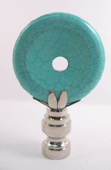 Lamp Finial: Turquoise Donut  2 1/2" overall