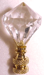 Lamp Finial: Clear Acrylic Prism 2 1/2 inch finial