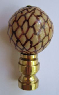 Finial:  Brown and Tan Ceramic Ball. 2" overall