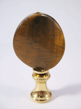 Finial: Brown Tiger Eye Disk Stone 2 1/4 inches tall overall