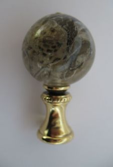 Lamp Finial: Acrylic and Snake Skin Ball Organic Materials  2 1/4" tall overall.