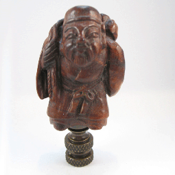 Lamp Finial Boxwood Carved Asian Man