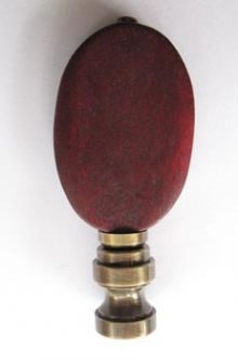 Med Brown Oval Wooden Disk. 2 5/8" tall overall