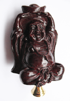 Lamp Finial: Brown Resin Asian   Buddha  3" tall overall
