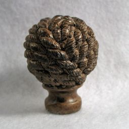 Lamp Finial: Brown  Cast Resin Twisted Rope Ball