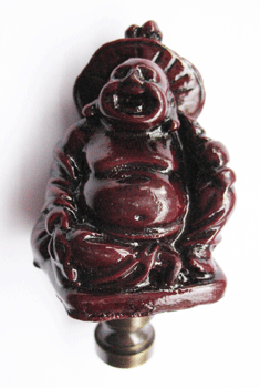 Lamp Finial: Resin Asian Brown Buddha. 3" tall overall