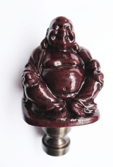 Lamp Finial: Brown Asian  Buddha 3" tall overall