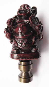 Lamp Finials: Brown Buddha. 3" tall overall