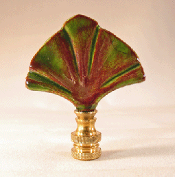 Finial: Green & Brown Leaf.  2 5/8" overall