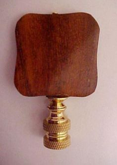 Lamp Finial; Mahogany Square with Rubbed Finish 2 3/4" tall overall
