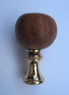 Lamp Finial: Rustic Wooden Ball  2" tall overall
