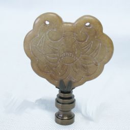Lamp Finial Brown Stone Flat Asian with Design