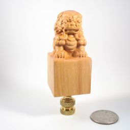Lamp Finial Carved Wooden Temple Lion