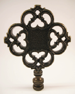Finial: Large, Heavy  Four Point Crest. 4" overall