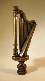 Finial:  Musical Harp.  3 1/2" overall