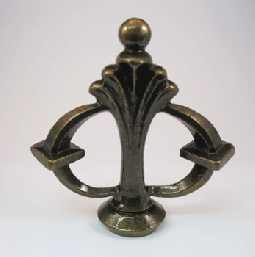 Finial: Bronze Curves and Squares. 2 3/4" overall