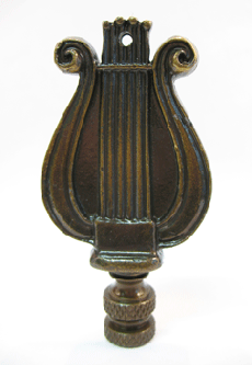 Finial:  Bronze Lyre. 3" overall