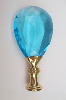 Lamp Finial: Bright Aqua Prism Pentalog