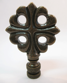 Finial:  Small Round Bronze Cross 2 3/4" overrall