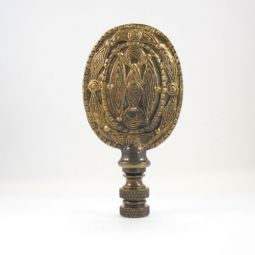 Lamp Finial Bronze Angel Wing Crest with Antiqued Gold