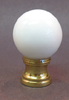 Finial:  White Glass Ball.  1 1/2" overall  3/8"