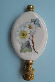 Vintage Ceramic Oval with Flower. 3 1/8" tall overall