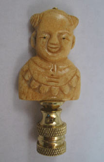 Lamp: Carved Head of a Girl.. 2 1/2" overall